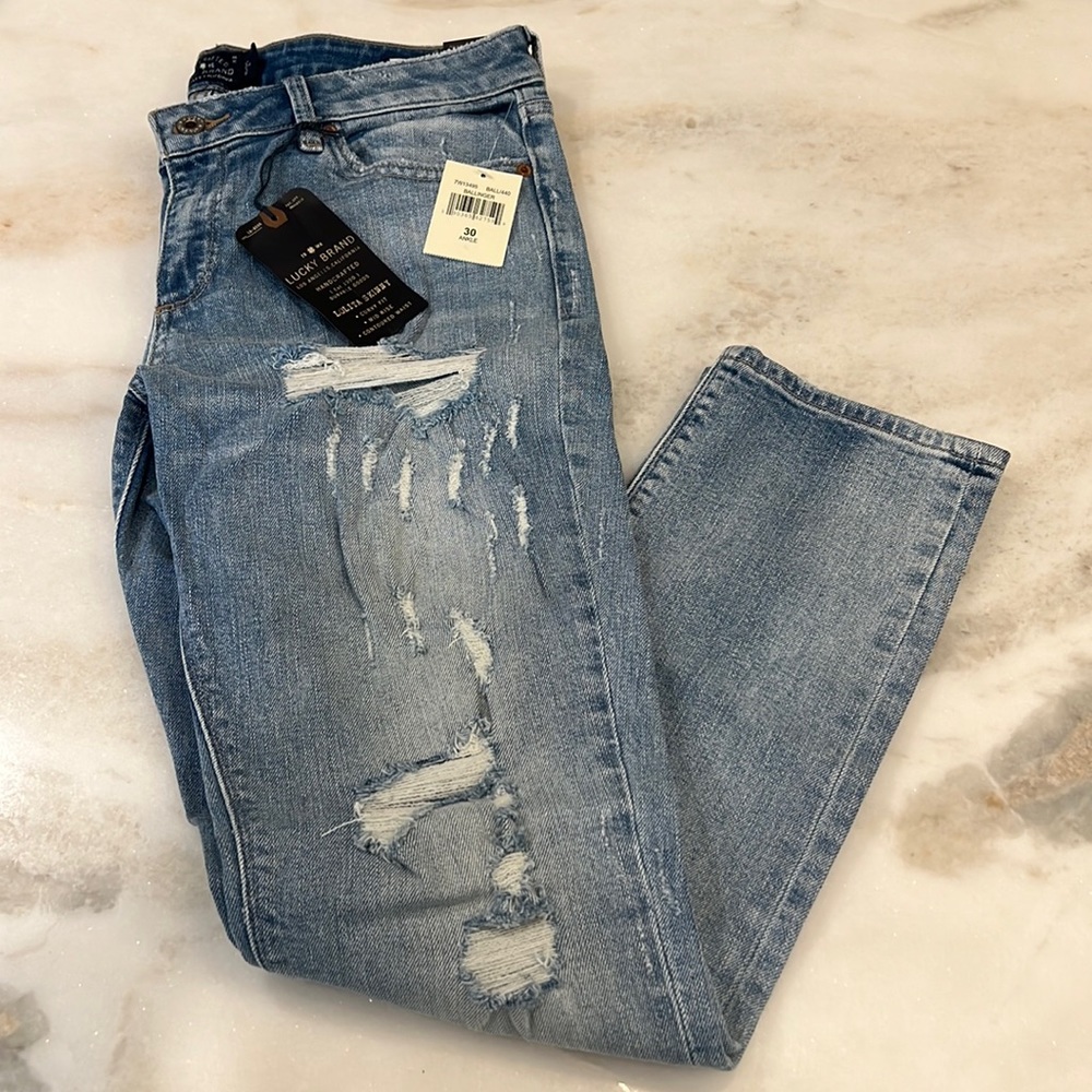 Distressed Lucky Brand distressed skinny jeans. Size 10. New with tags.